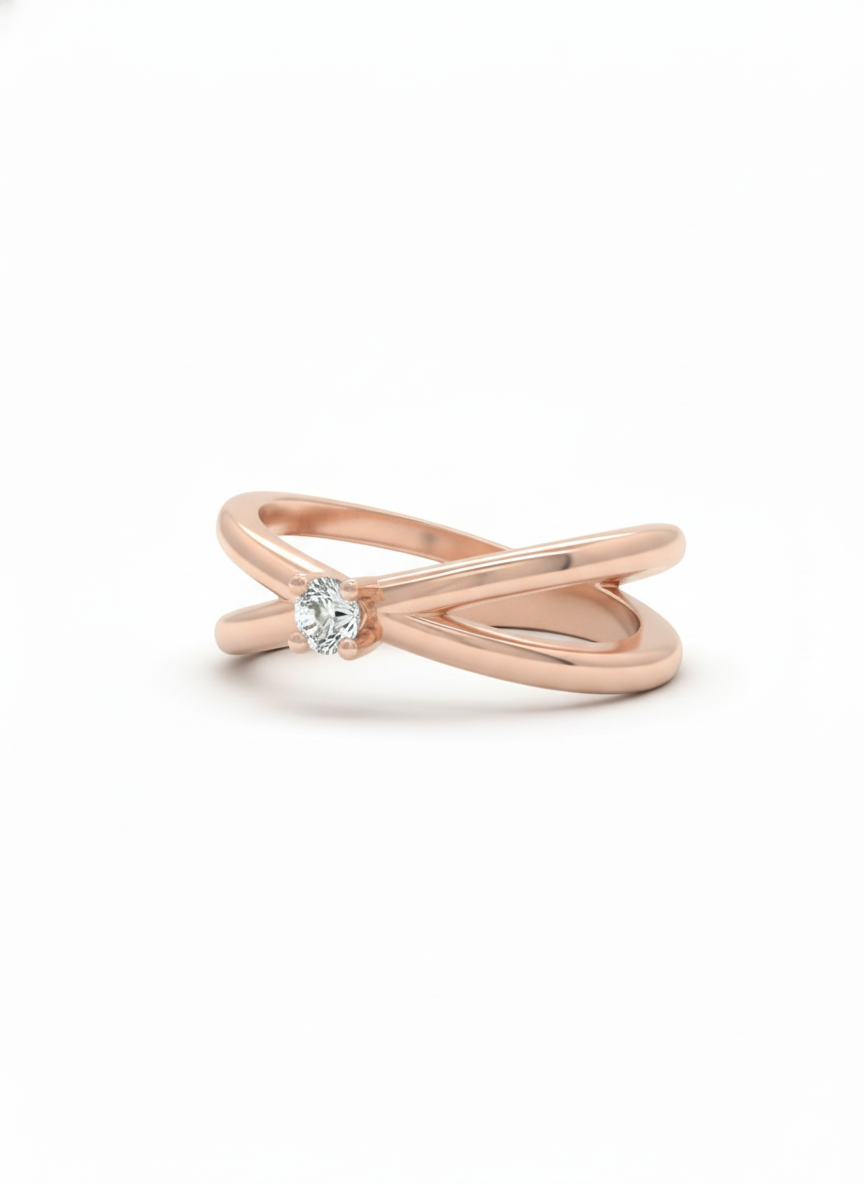 Twin Arc Grace Ring – 18K Rose Gold Rhodium Plated