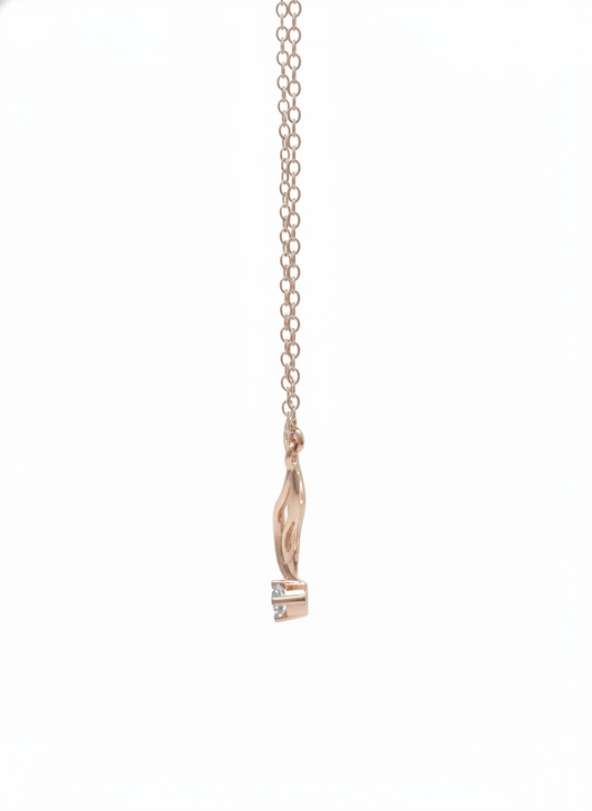 Lunara Wave Crest Pendant – 18K Rose Gold Rhodium Plated