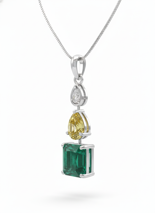 Crafted in Color with Diamond Pendant with Chain -18K White Gold Rhodium Plated