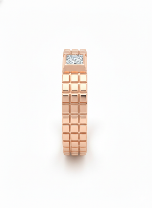 Axiom Square Ring – 18K Rose Gold Rhodium Plated