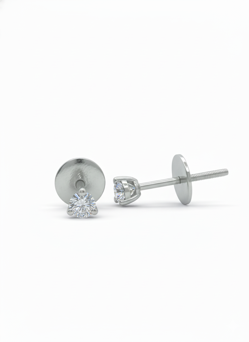 Lunis Halo Studs – 18K White Gold Rhodium Plated