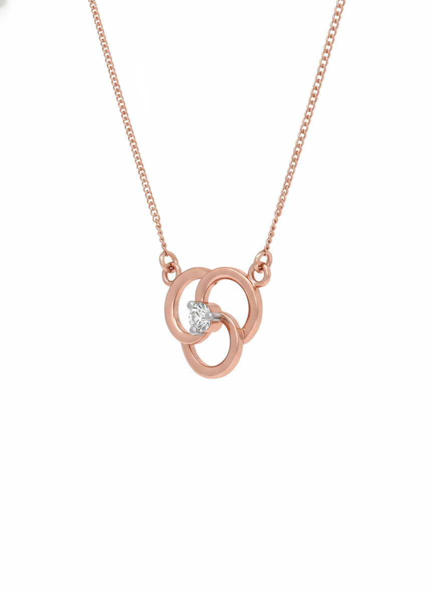 Lustrous Orbit Pendant – 18K Rose Gold Rhodium Plated