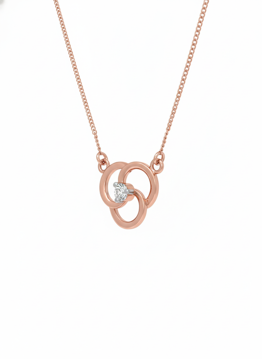 Lustrous Orbit Pendant – 18K Rose Gold Rhodium Plated