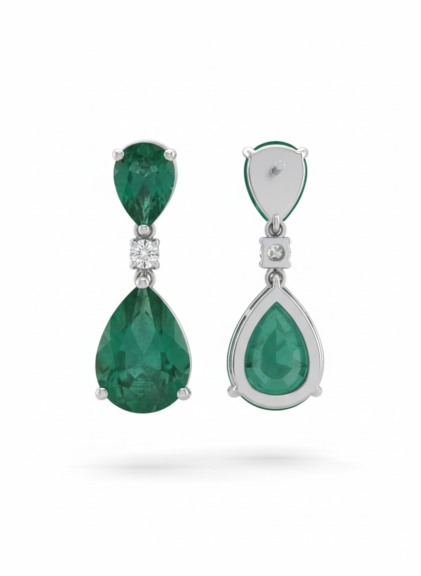 Serina Luxe Pear Set – 18K White Gold Rhodium Plated