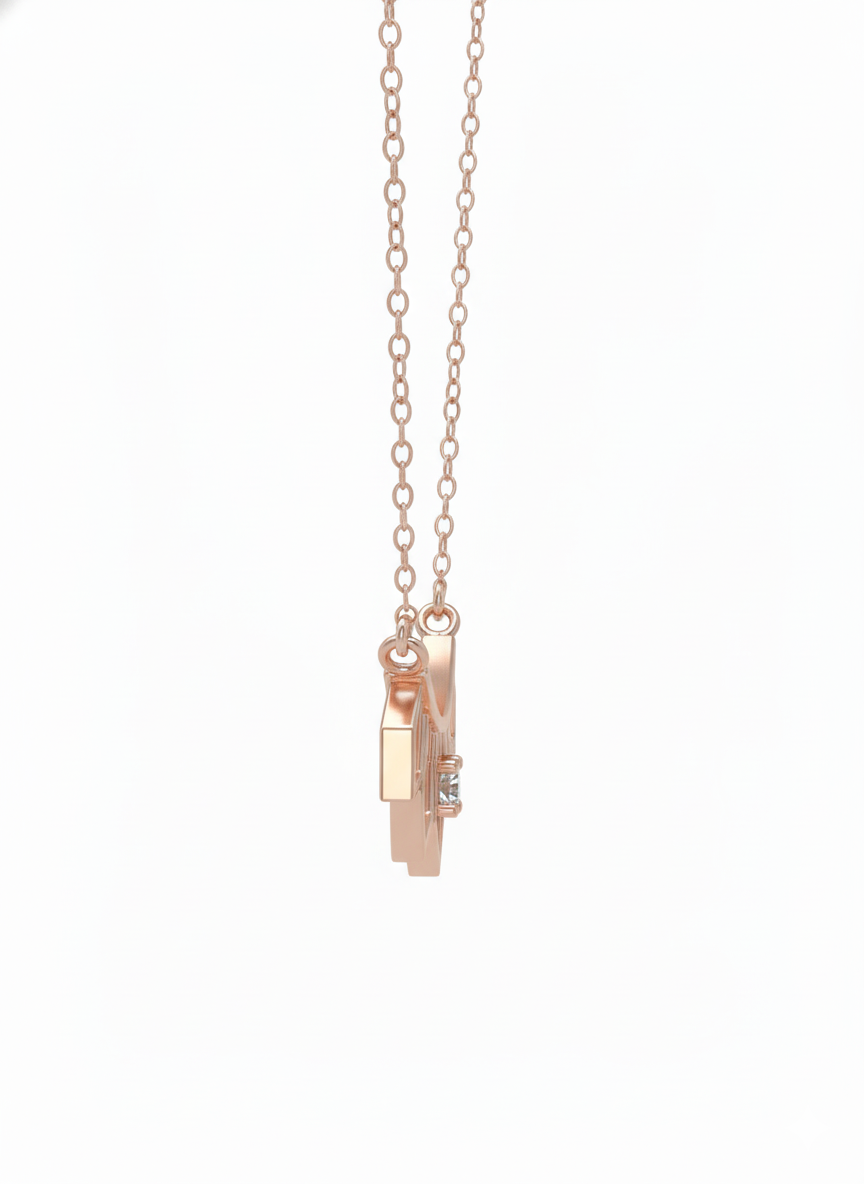 Lyra Beam Pendant – 18K Rose Gold Rhodium Plated
