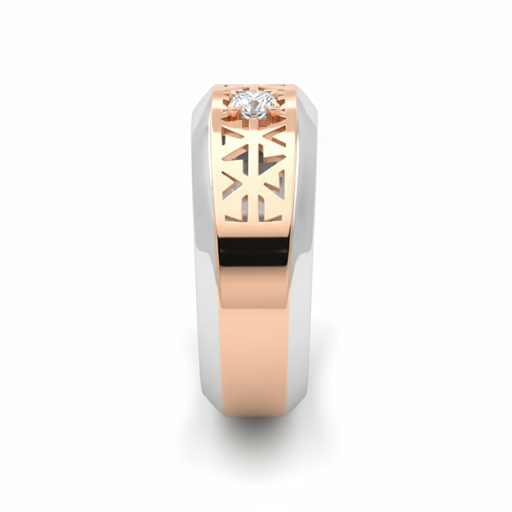 Axton Geo Crest Ring – 18K Rose Gold Rhodium Plated