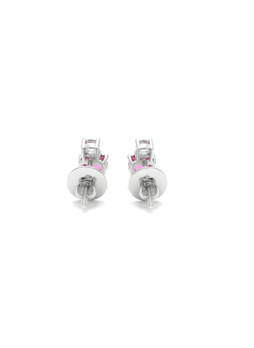 Pink Muse Sparkle Studs – 18K White Gold Rhodium Plated