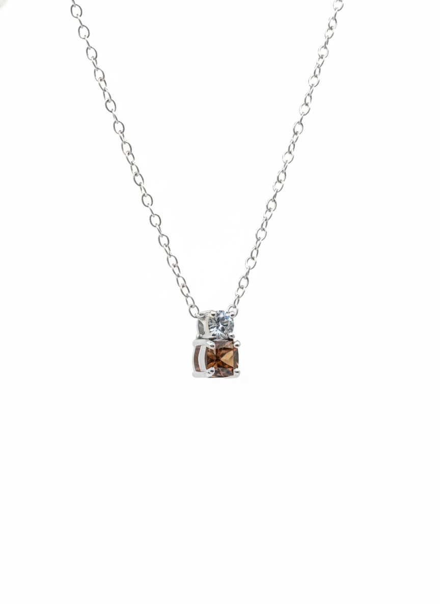 Mocha Radiance Pendant – 18K White Gold Rhodium Plated