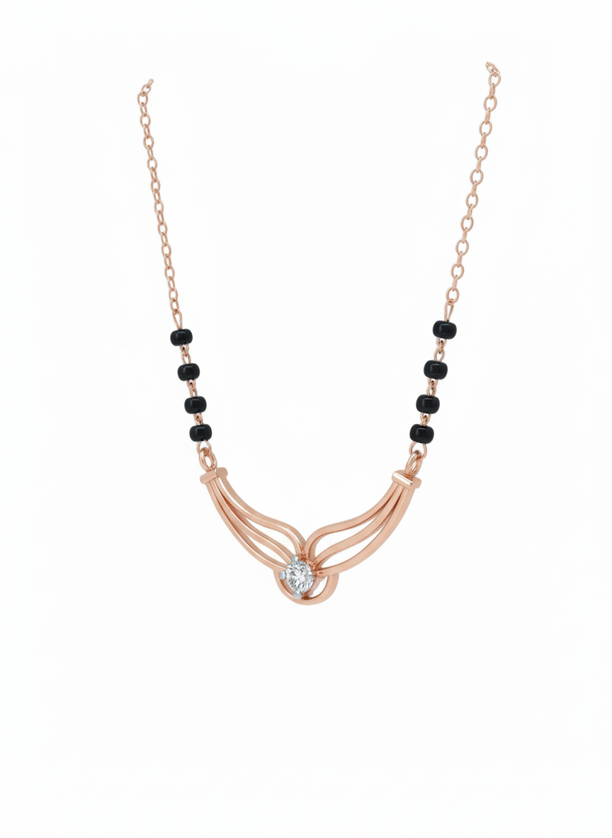 Harmony Arc Mangalsutra – 18K Rose Gold Rhodium Plated