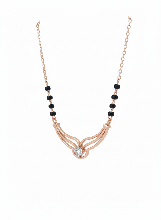 Harmony Arc Mangalsutra – 18K Rose Gold Rhodium Plated