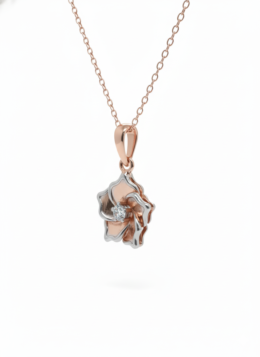 Rosalyn Charm Pendant – 18K Rose Gold Rhodium Plated