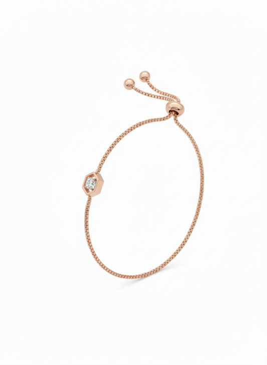 Radiant Prism Link Bracelet – 18K Rose Gold Rhodium Plated