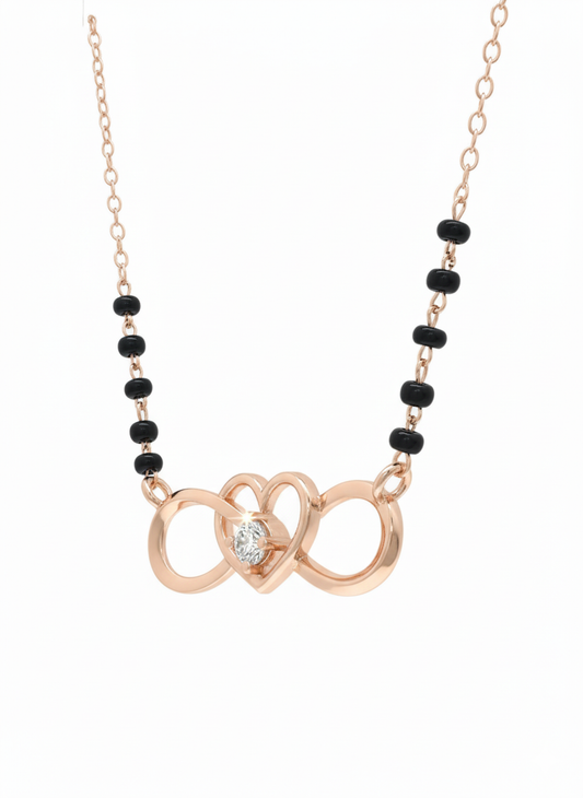 Amara Knot Glow Mangalsutra Chain – 18K Rose Gold Rhodium Plated