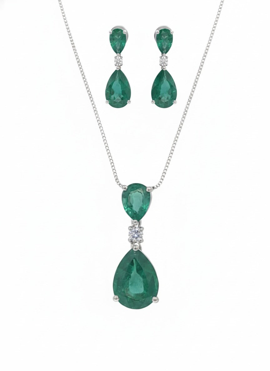 Serina Luxe Pear Set – 18K White Gold Rhodium Plated