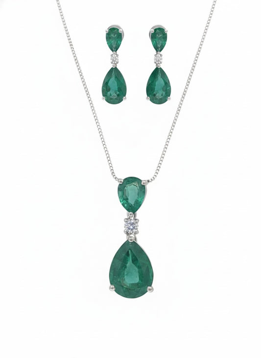 Serina Luxe Pear Set – 18K White Gold Rhodium Plated