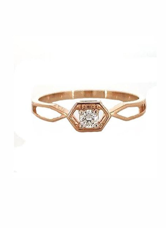 Hexa Grace Solitaire Ring – 18K Rose Gold Rhodium Plated