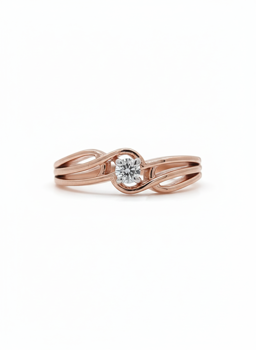 Rosé Intertwine Sparkle Lab-Grown Diamond Ring, 18k Rose Gold with Rhodium Accents
