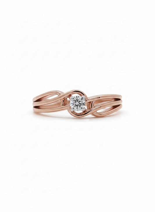Rosé Intertwine Sparkle Lab-Grown Diamond Ring, 18k Rose Gold with Rhodium Accents