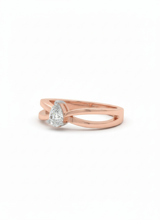The Horizon Bow Pear Lab Diamond Ring in 18k Rose Gold with Rhodium Finish