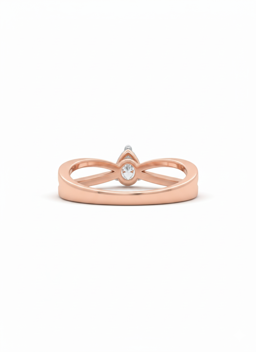 The Horizon Bow Pear Lab Diamond Ring in 18k Rose Gold with Rhodium Finish