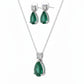 Verdant Teardrop Harmony Stone Set – 18K White Gold Rhodium Plated