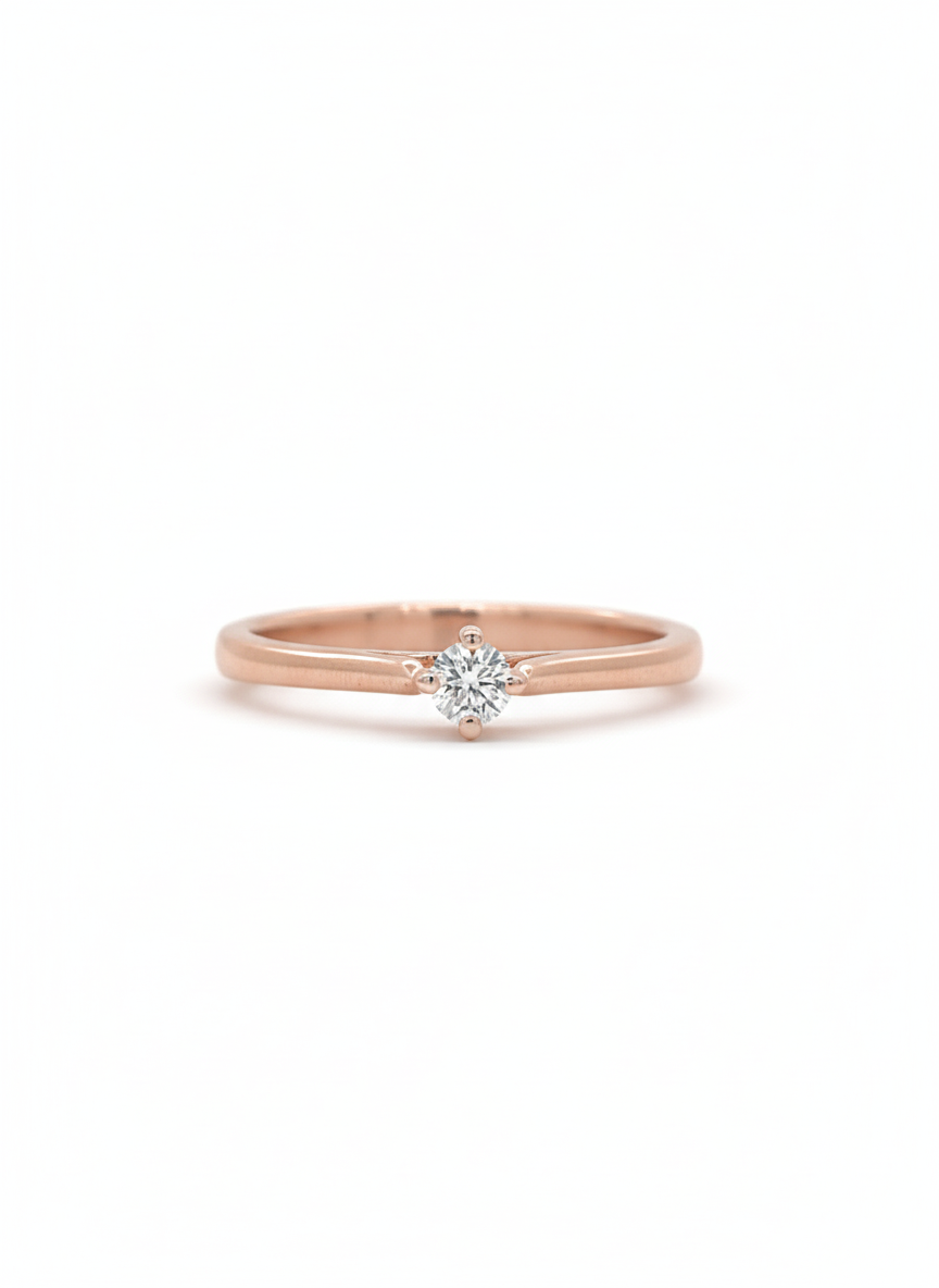 Celene Round Brilliance – 18k Rose Gold Rhodium-Plated Solitaire Ring