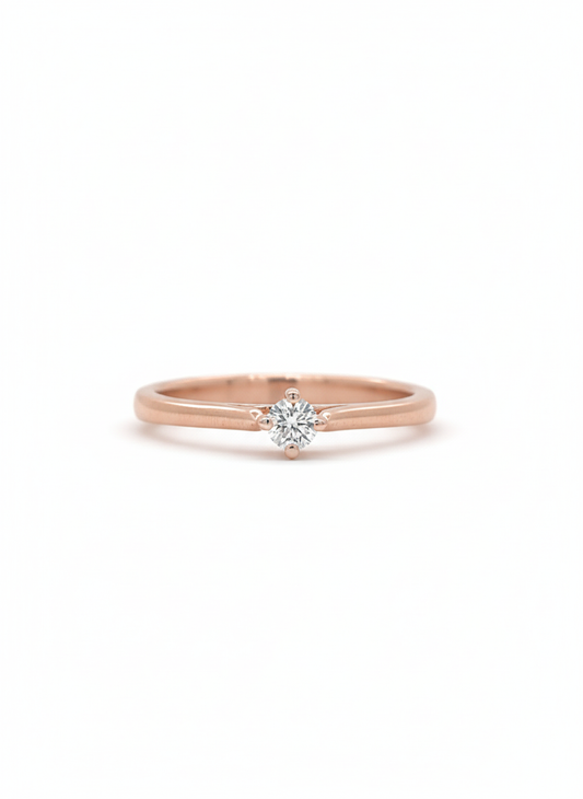 Celene Round Brilliance – 18k Rose Gold Rhodium-Plated Solitaire Ring