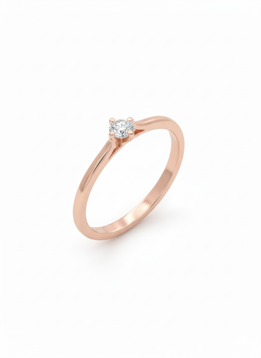Celene Round Brilliance – 18k Rose Gold Rhodium-Plated Solitaire Ring
