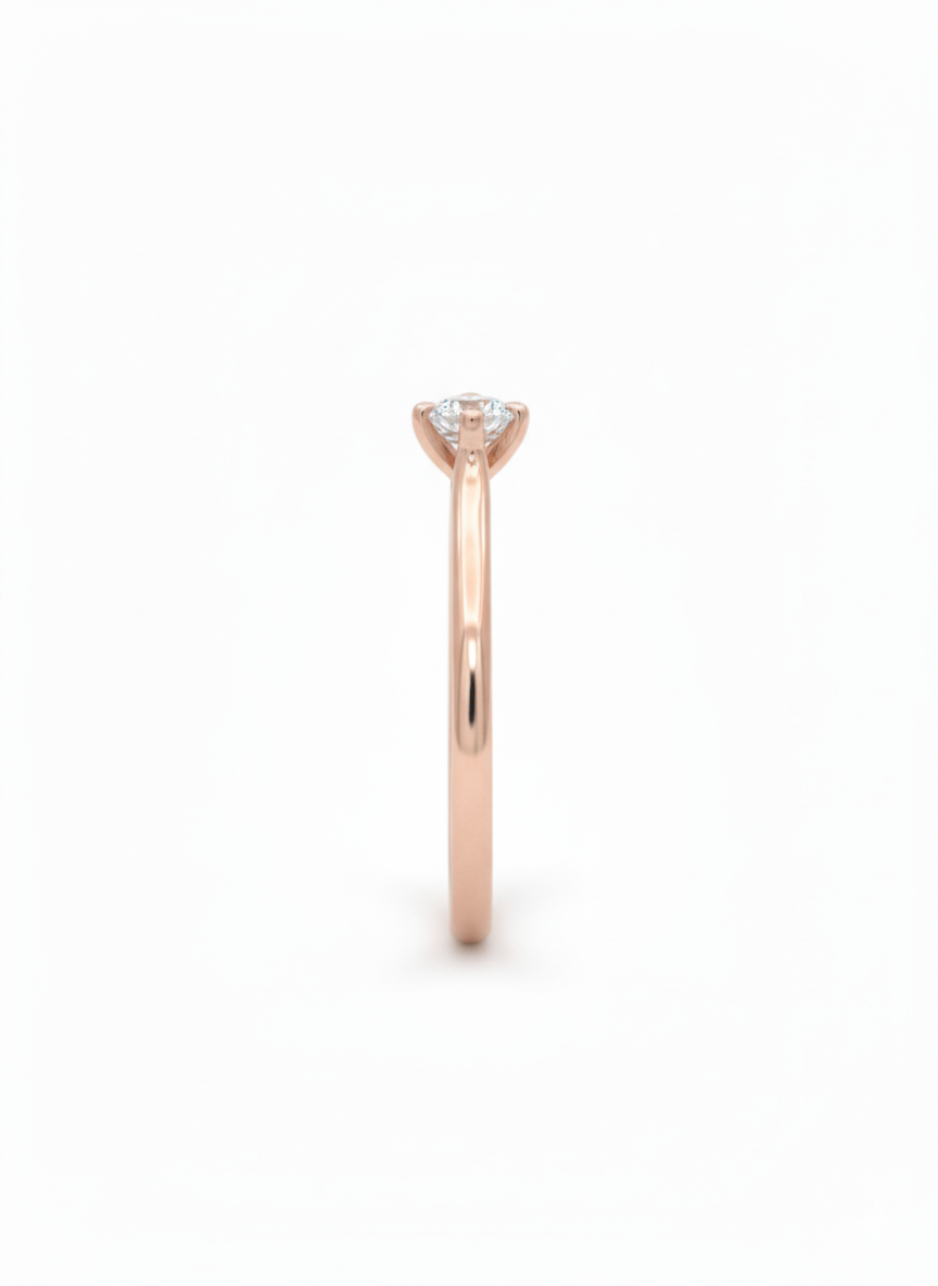 Celene Round Brilliance – 18k Rose Gold Rhodium-Plated Solitaire Ring
