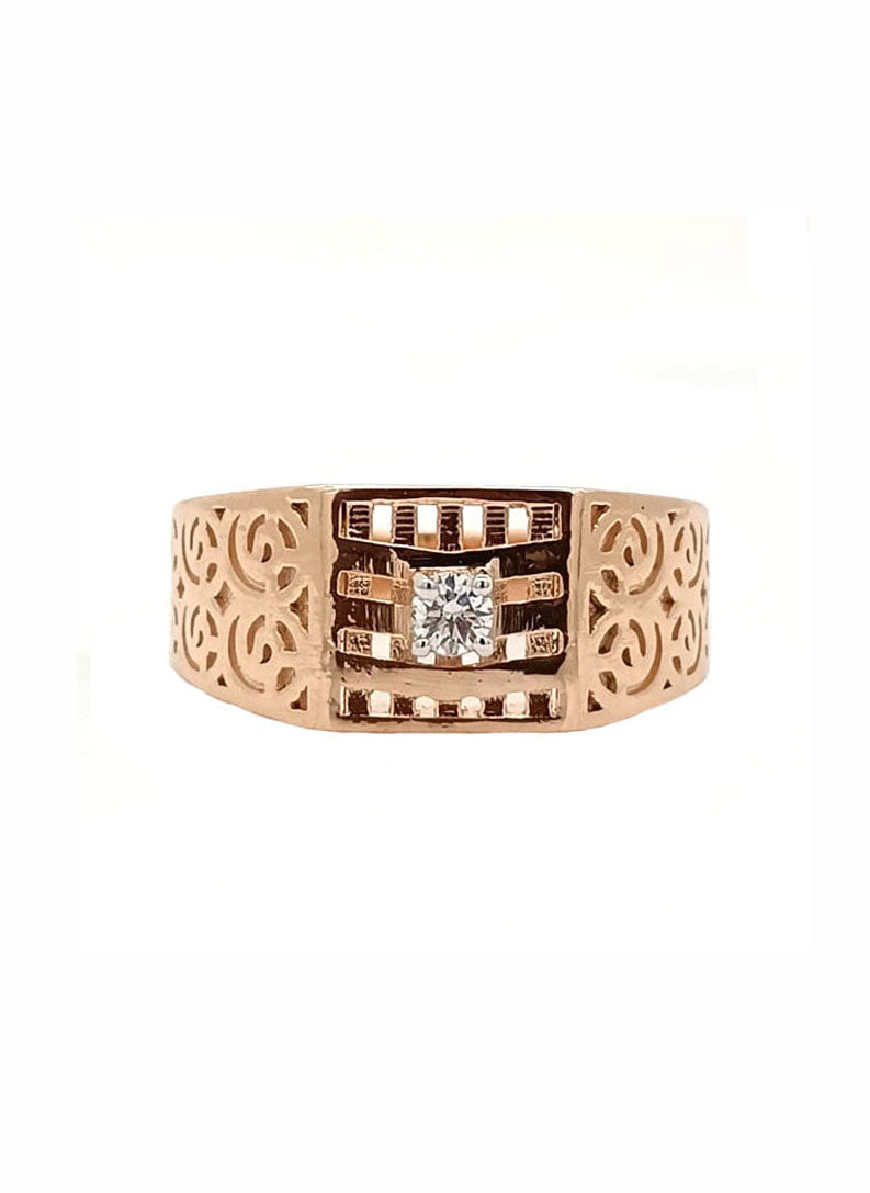 Majestro Carved Diamond Band – 18K Rose Gold Rhodium Plated