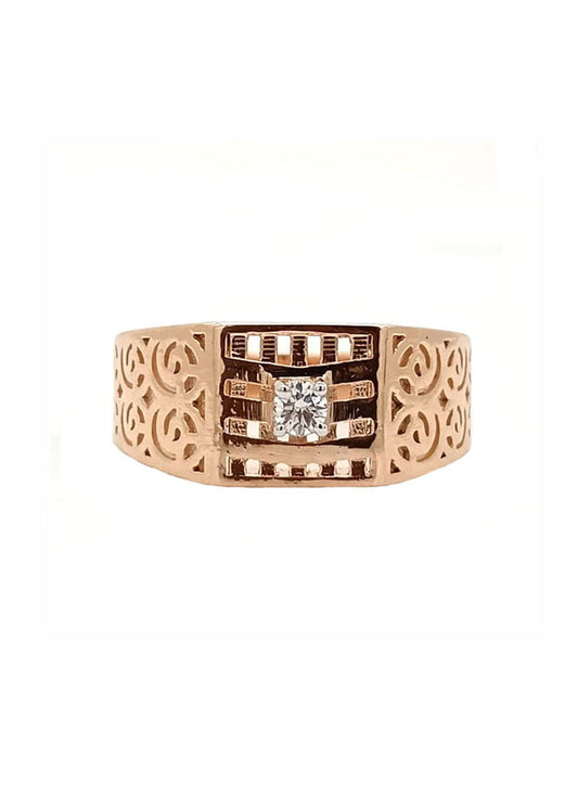 Majestro Carved Diamond Band – 18K Rose Gold Rhodium Plated