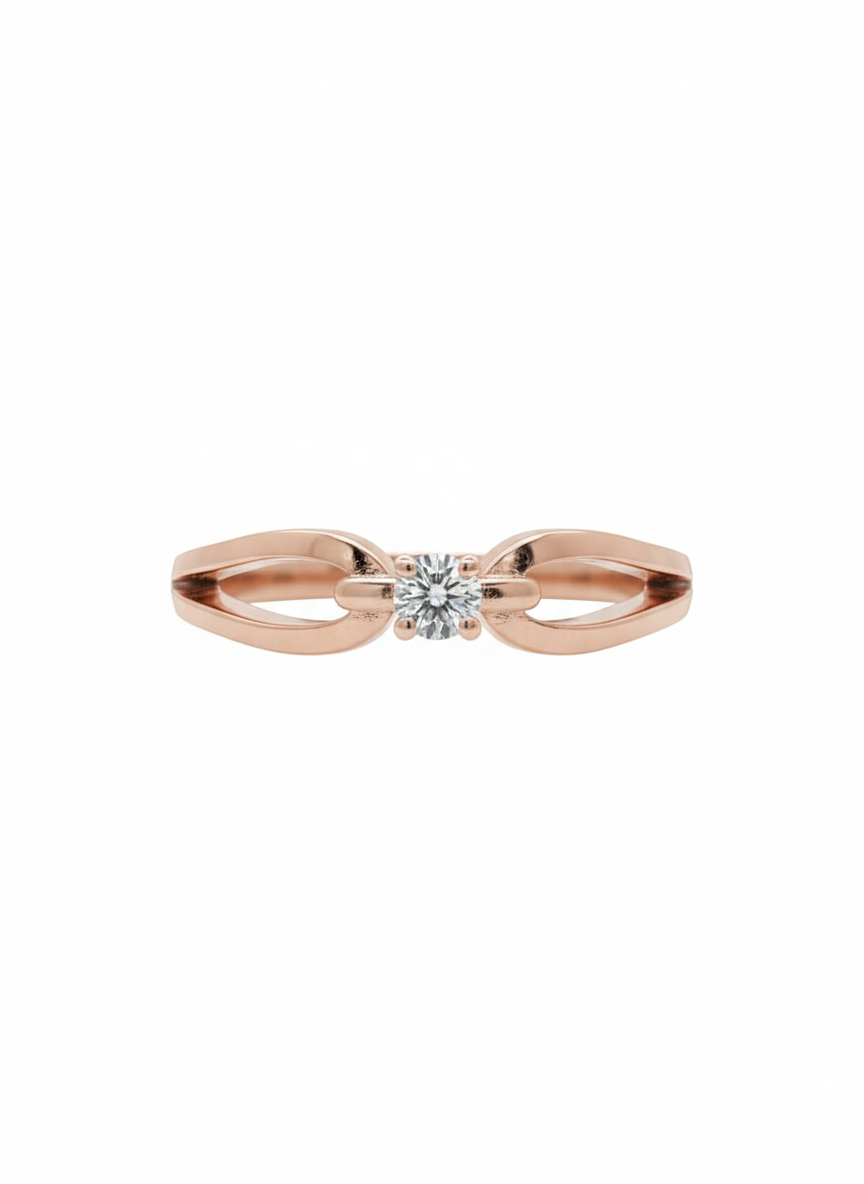 The Nova Arch Lab-Grown Diamond Ring, Showcasing 18k Rose Gold and Rhodium Plate