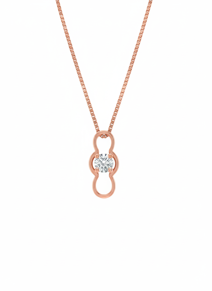 Sleek Infinity Glow Pendant – Minimal Solitaire in 18K Rose Gold Rhodium Plated