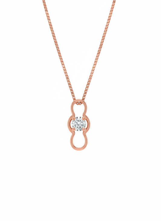 Sleek Infinity Glow Pendant – Minimal Solitaire in 18K Rose Gold Rhodium Plated