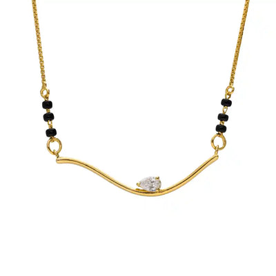 Sleek Lab Grown Diamond Mangalsutra Gold Tone, Daily Wear