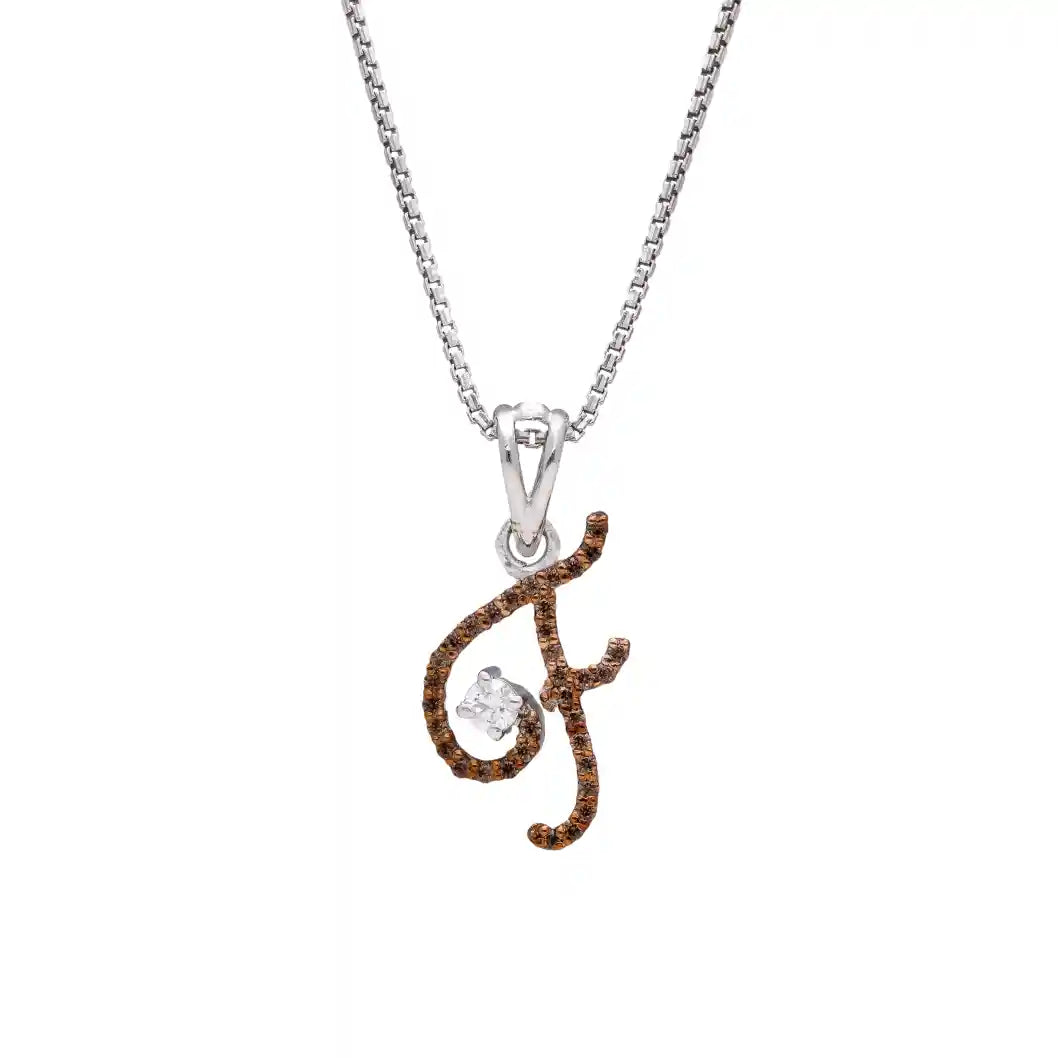 Royal F Alpha Diamond Pendant with Chain
