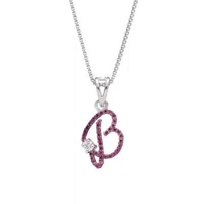 Elegant B Initial Diamond Pendant with Chain