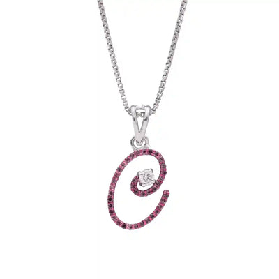 Elegant C Initial Diamond Pendant with Chain