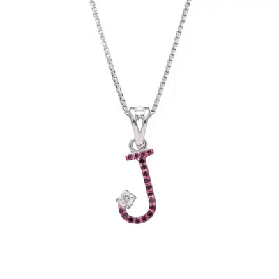 Elegant J Initial Diamond Pendant with Chain