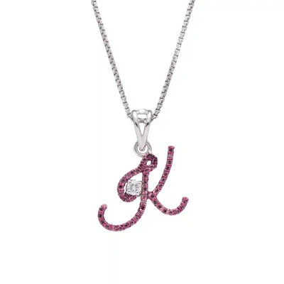Elegant K Initial Diamond Pendant with Chain