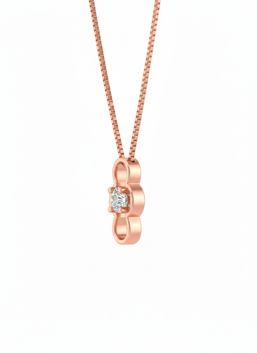 Sleek Infinity Glow Pendant – Minimal Solitaire in 18K Rose Gold Rhodium Plated