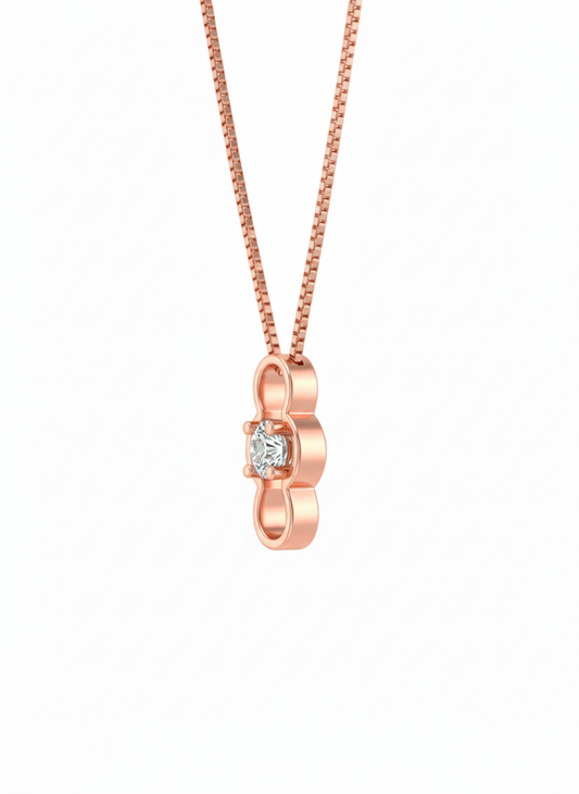 Sleek Infinity Glow Pendant – Minimal Solitaire in 18K Rose Gold Rhodium Plated