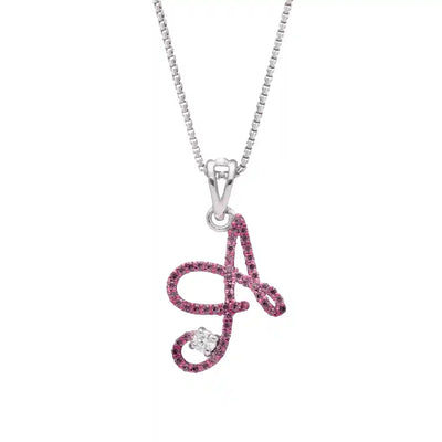 Elegant A Initial Diamond Pendant with Chain