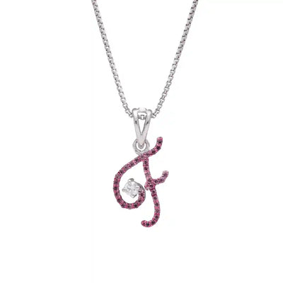 Elegant F Initial Diamond Pendant with Chain
