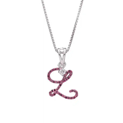 Elegant L Initial Diamond Pendant with Chain