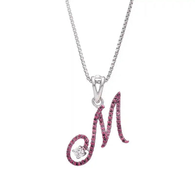 Elegant M Initial Diamond Pendant with Chain