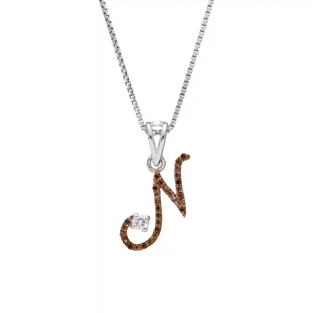 Royal N Alpha Diamond Pendant with Chain