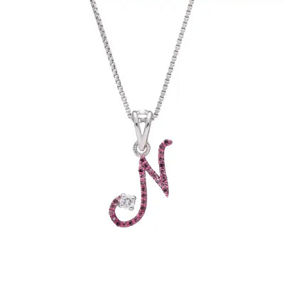 Elegant N Initial Diamond Pendant with Chain