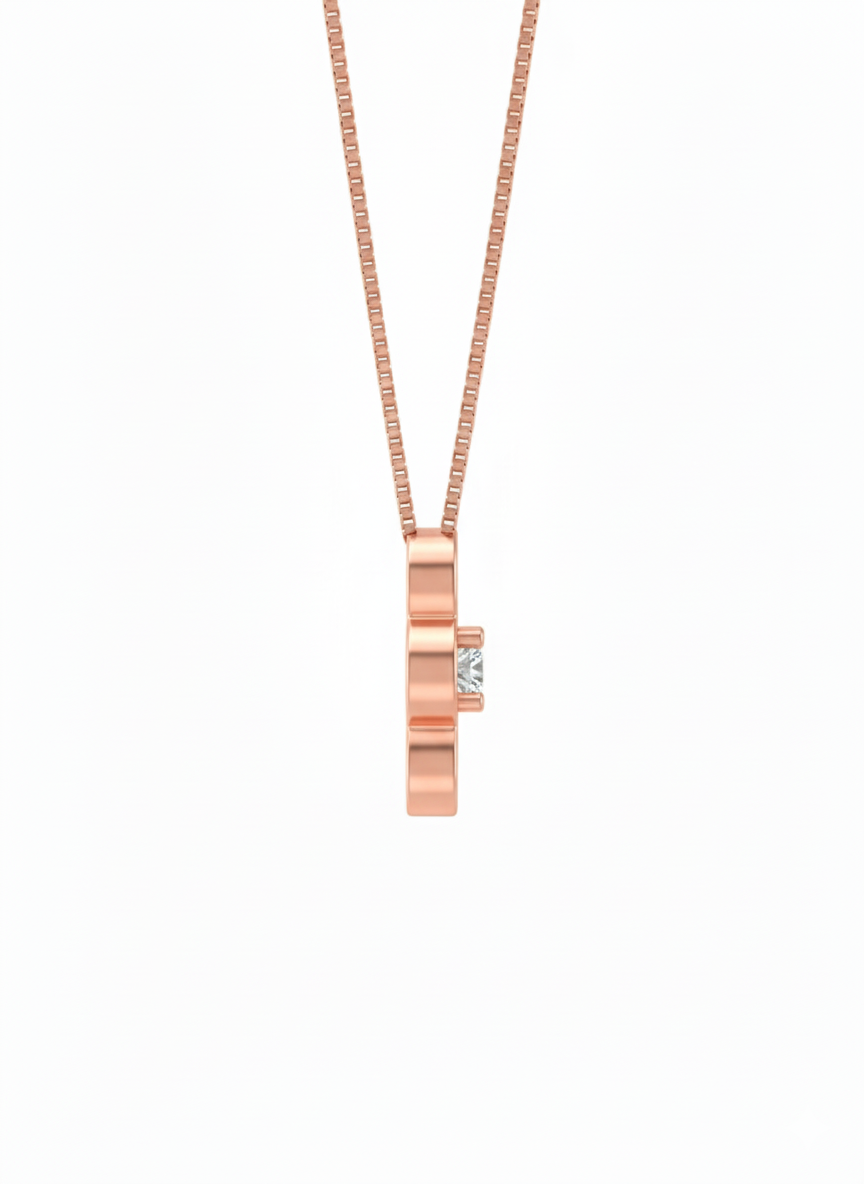 Sleek Infinity Glow Pendant – Minimal Solitaire in 18K Rose Gold Rhodium Plated