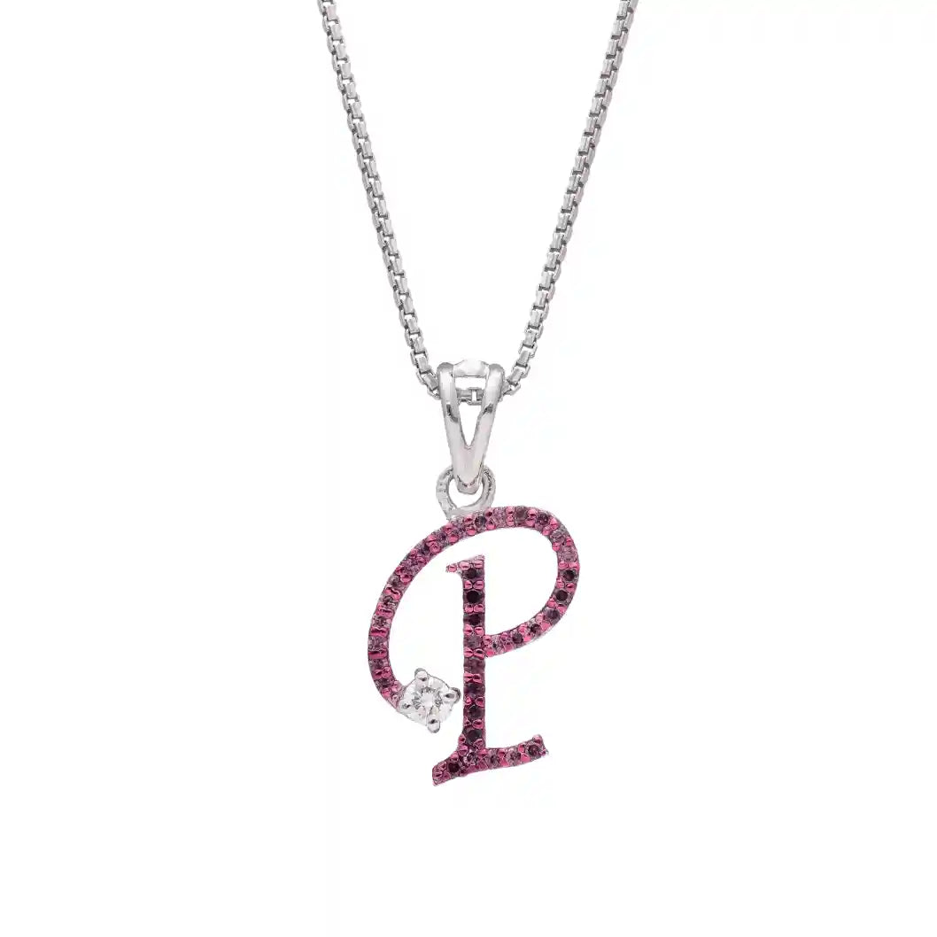 Elegant P Initial Diamond Pendant with Chain